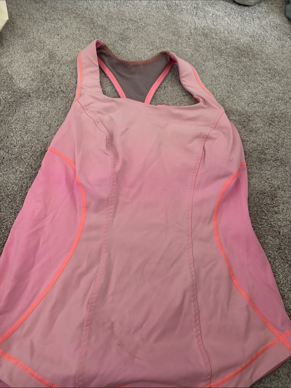 Lululemon athletica Pink Racerback tank top with Neon Trim